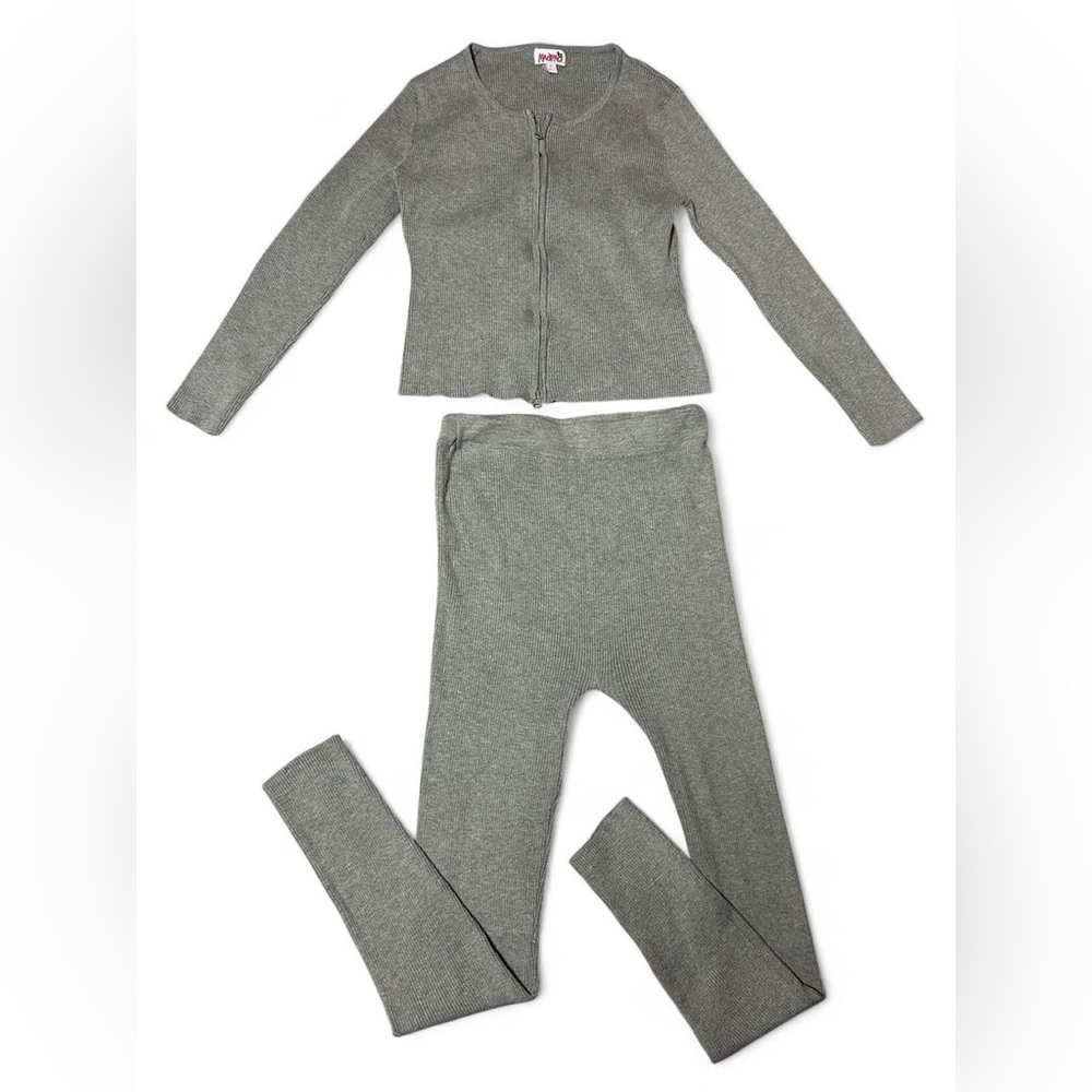 Madrag 1X Grey Lounge Set Long Sleeve Leggings